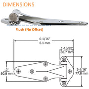 Kason 1070 Surfacemount Narrow Flange Hinge, Flush Dimensions