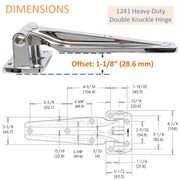 Kason 1241 Double Knuckle Hinge Offset 1-1/8" Dimensions