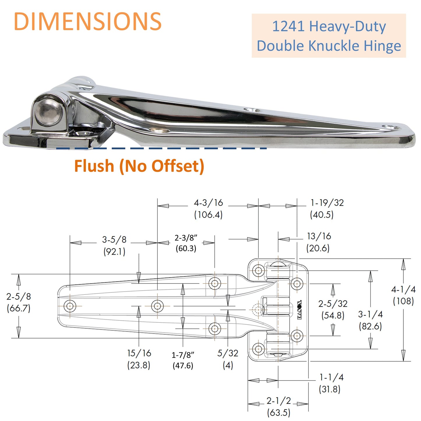 Kason 1241 Double Knuckle Hinge Flush Dimensions