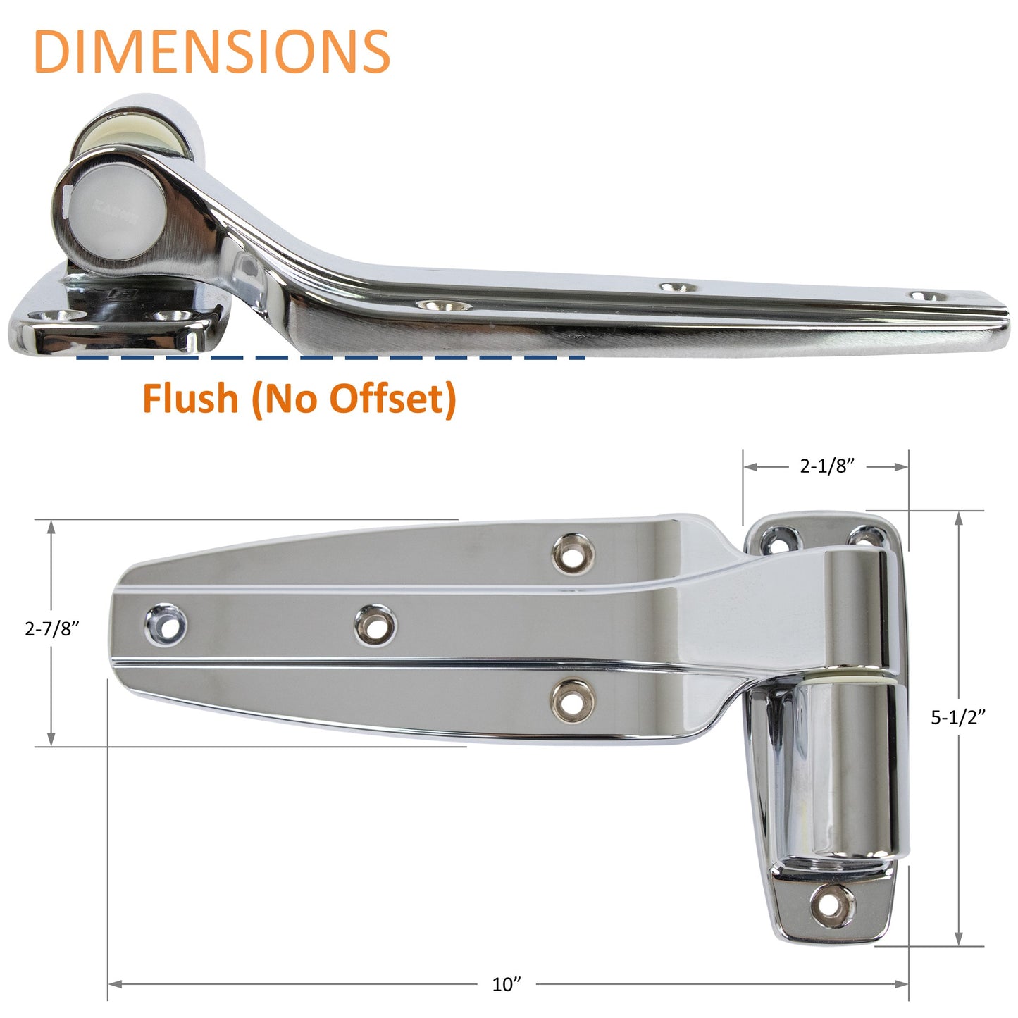 Kason 1245 Reversible Cam-Rise Walk-In Hinge, Flush Dimensions