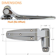 Kason 1245 Reversible Cam-Rise Walk-In Hinge, Flush Dimensions