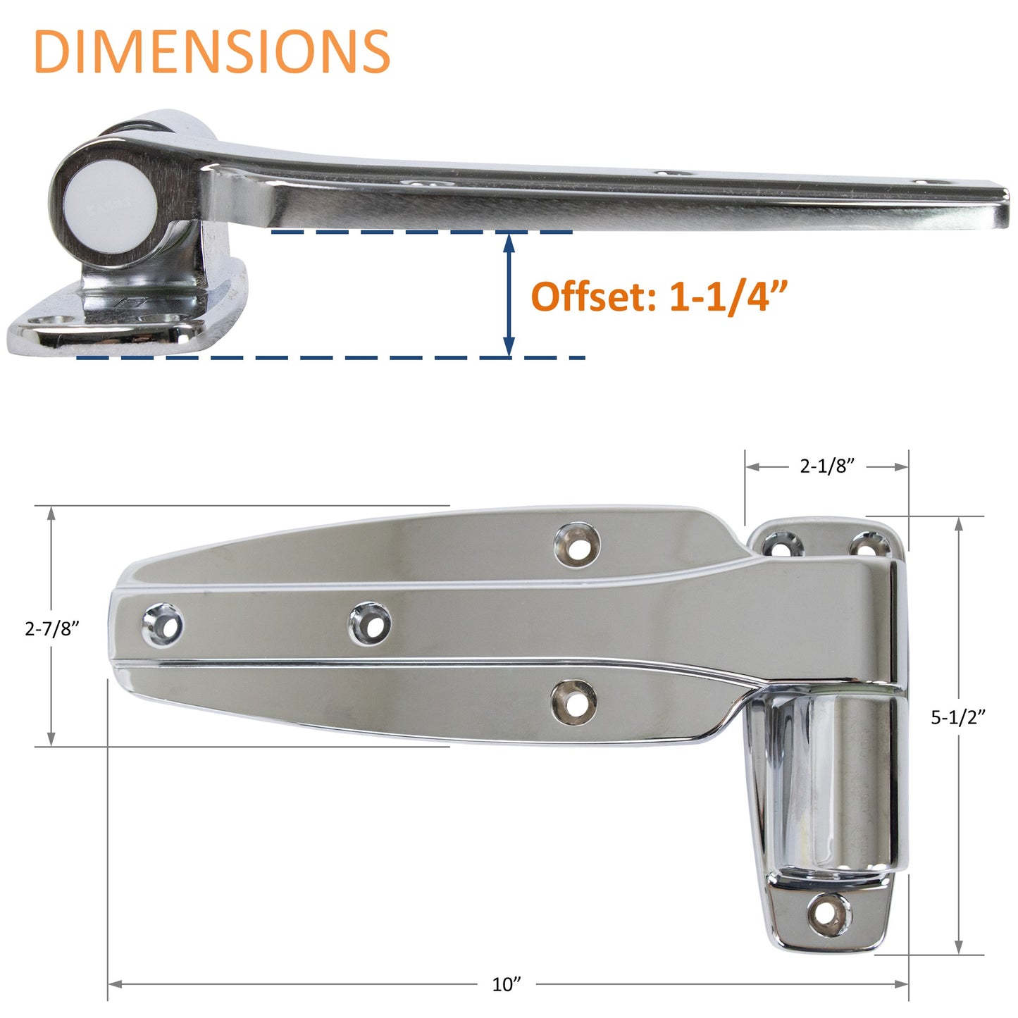 Kason 1245 Reversible Cam-Rise Walk-In Hinge, 1-1/4" Offset Dimensions