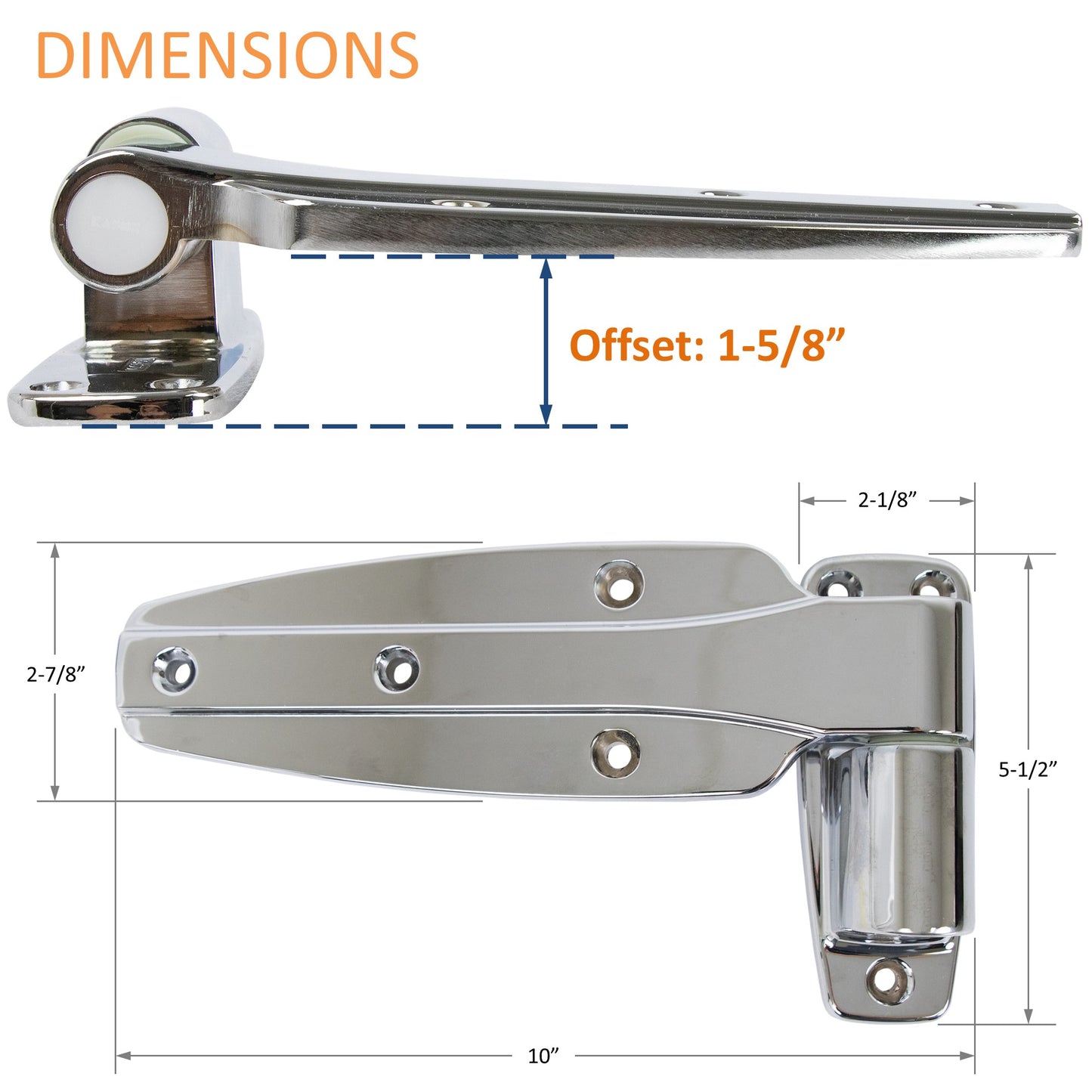 Kason 1245 Reversible Cam-Rise Walk-In Hinge, 1-5/8" Offset Dimensions