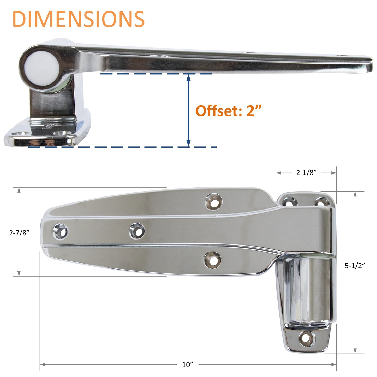 Kason 1245 Reversible Cam-Rise Walk-In Hinge, 2" Offset Dimensions