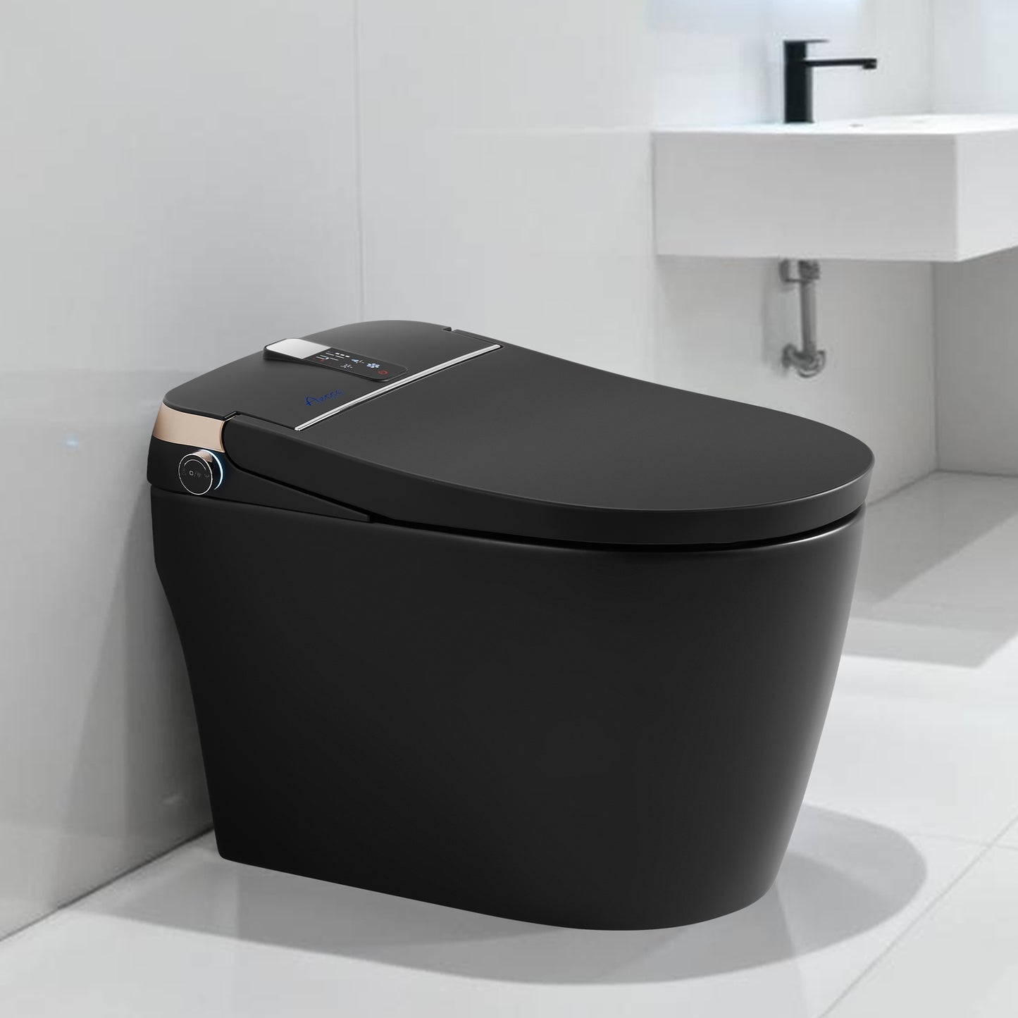 Awoco Smart Toilet with Bidet, Smart Bidet Toilet with Heated Seat, Auto Open Close, Foot Sensor Flush, Warm Water & Dryer, Remote Control, Digital Display, One Piece Toilet with Tank