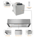 RH-IT08-CR Ceiling Mount Range Hood Split Insert with 2 light bars, touch sensor panel, and remote control