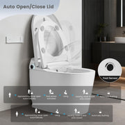 Awoco Smart Toilet with Bidet, One Piece Bidet Toilet with Heated Seat, Auto Open & Close Lid, Foot Sensor Flush, Warm Water Wash & Dryer, Wireless Remote, LED Display (White)