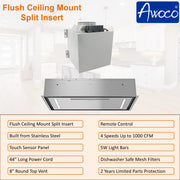 RH-IT08-CR Ceiling Mount Range Hood Split Insert Specification