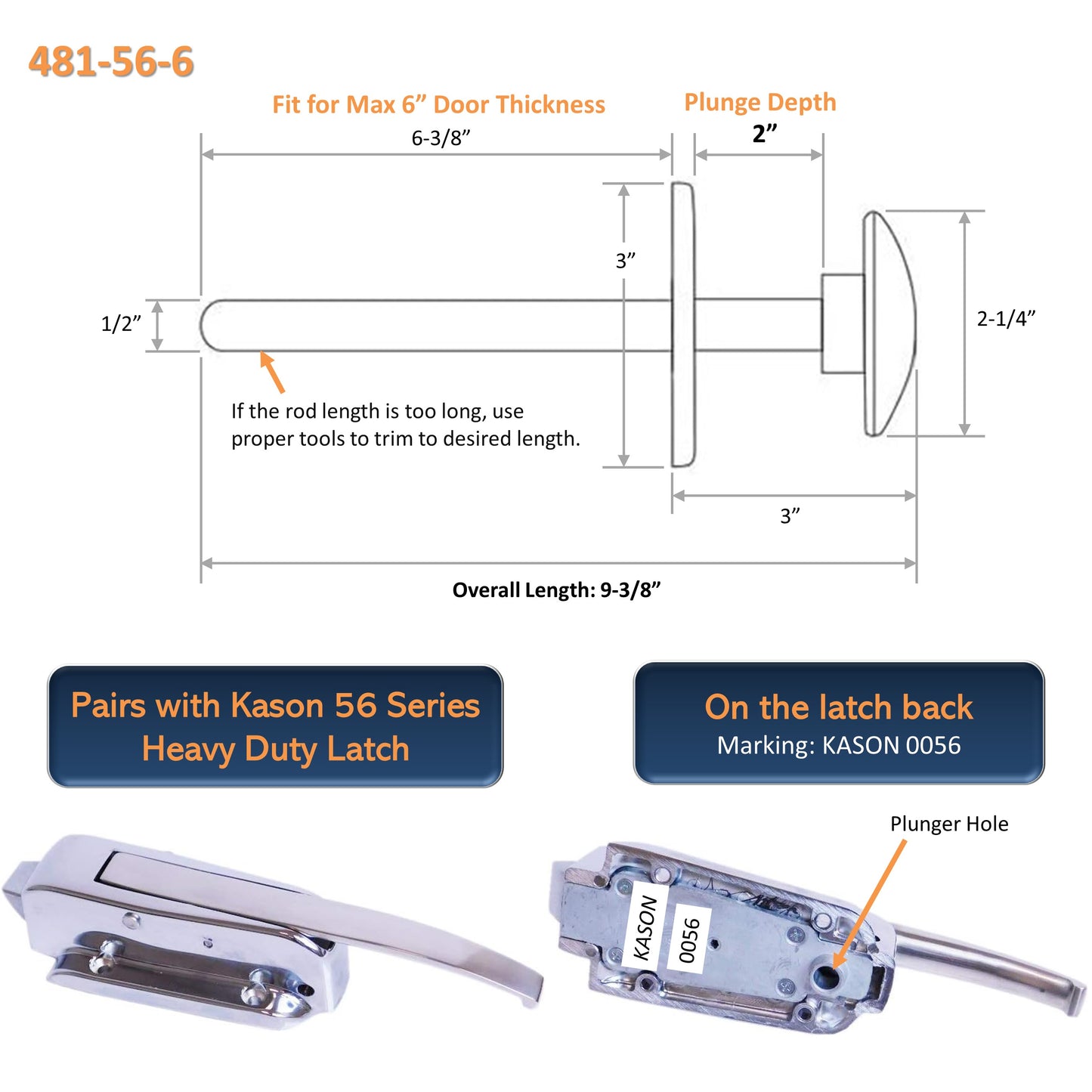 Kason 481-A Inside Release Handle, Kason 481-56-6 Inside Release Handle