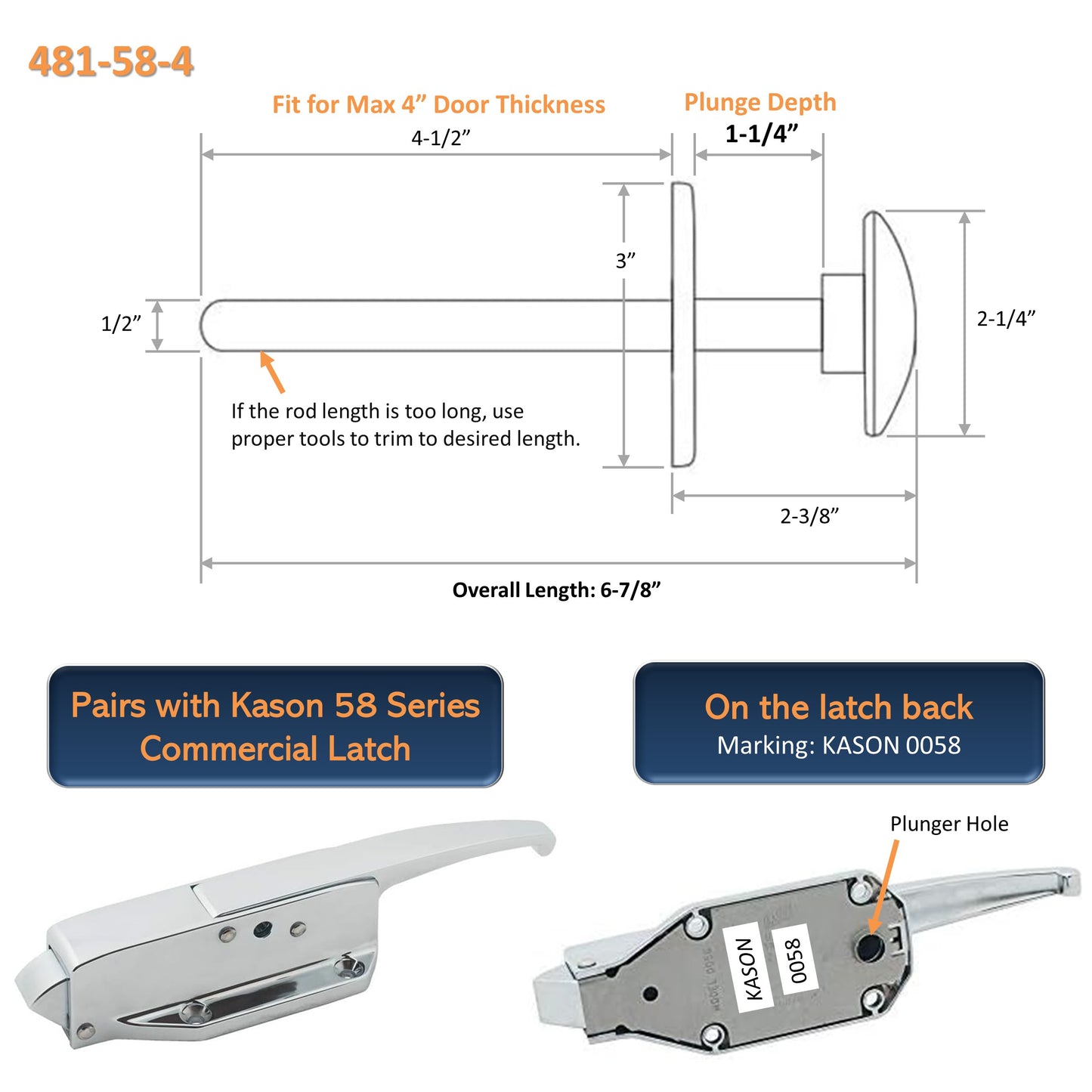 Kason 481-C Inside Release Handle, Kason 481-58-4 Inside Release Handle