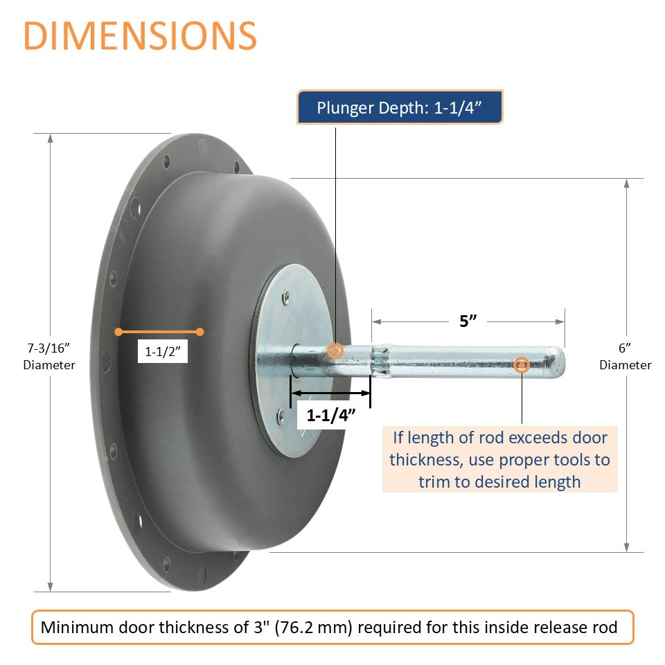Kason 486C Inside Release Handle, Kason 486C-600 Dimensions