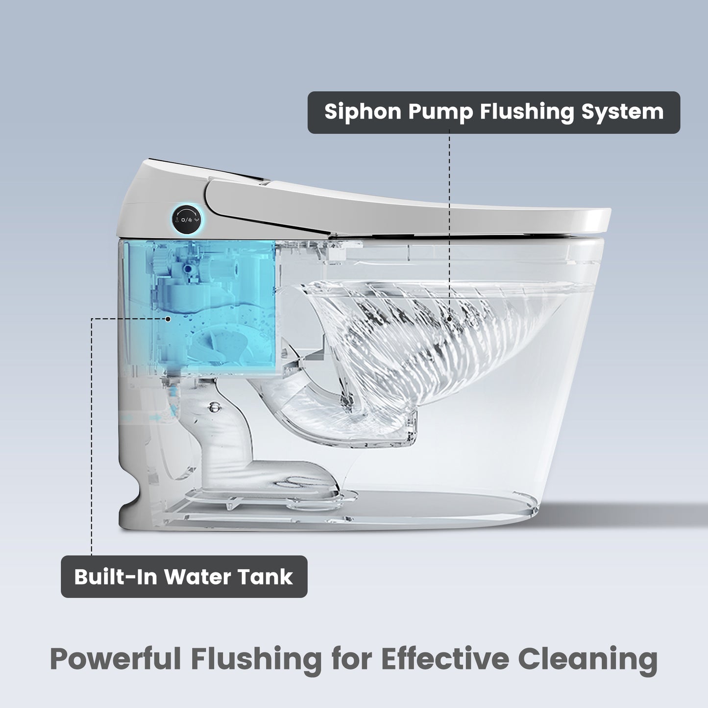 Awoco Smart Toilet with Bidet, One Piece Bidet Toilet with Heated Seat, Auto Open & Close Lid, Foot Sensor Flush, Warm Water Wash & Dryer, Wireless Remote, LED Display (White)