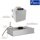 RH-IT08-CR Ceiling Mount Range Hood Split Insert 8 inch round vent and dimension