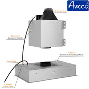 RH-IT06-CR Ceiling Mount Range Hood Split Insert 6 inch Round Vent