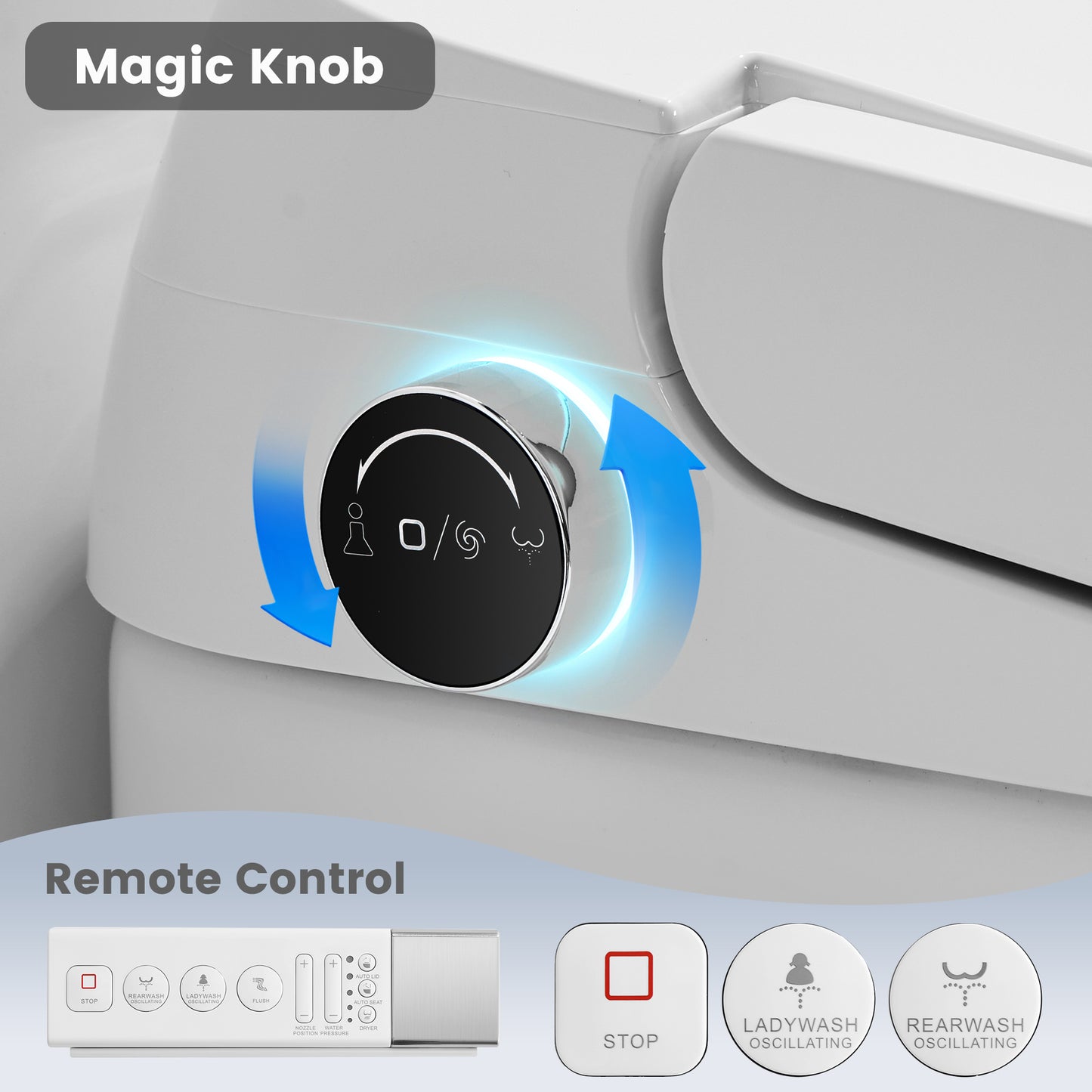 Awoco Smart Toilet with Bidet, One Piece Bidet Toilet with Heated Seat, Auto Open & Close Lid, Foot Sensor Flush, Warm Water Wash & Dryer, Wireless Remote, LED Display (White)