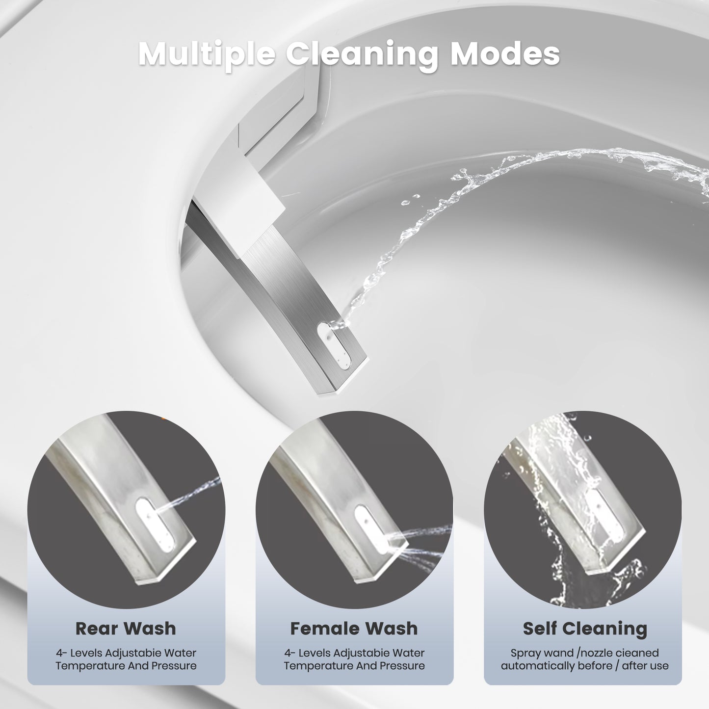 Awoco Smart Bidet Toilet, Smart Bidet with Toilet Built in, Heated Seat, Auto Open & Close Lid Seat, Foot Sensor Operation, Auto Flush, Warm Water & Dryer, Remote Control, LED Display (White)