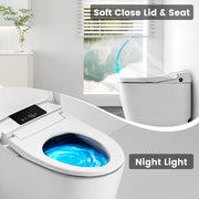 Awoco Smart Toilet with Bidet, One Piece Bidet Toilet with Heated Seat, Auto Open & Close Lid, Foot Sensor Flush, Warm Water Wash & Dryer, Wireless Remote, LED Display (White)