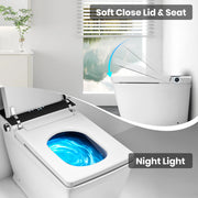 Awoco Smart Bidet Toilet, Smart Bidet with Toilet Built in, Heated Seat, Auto Open & Close Lid Seat, Foot Sensor Operation, Auto Flush, Warm Water & Dryer, Remote Control, LED Display (White)