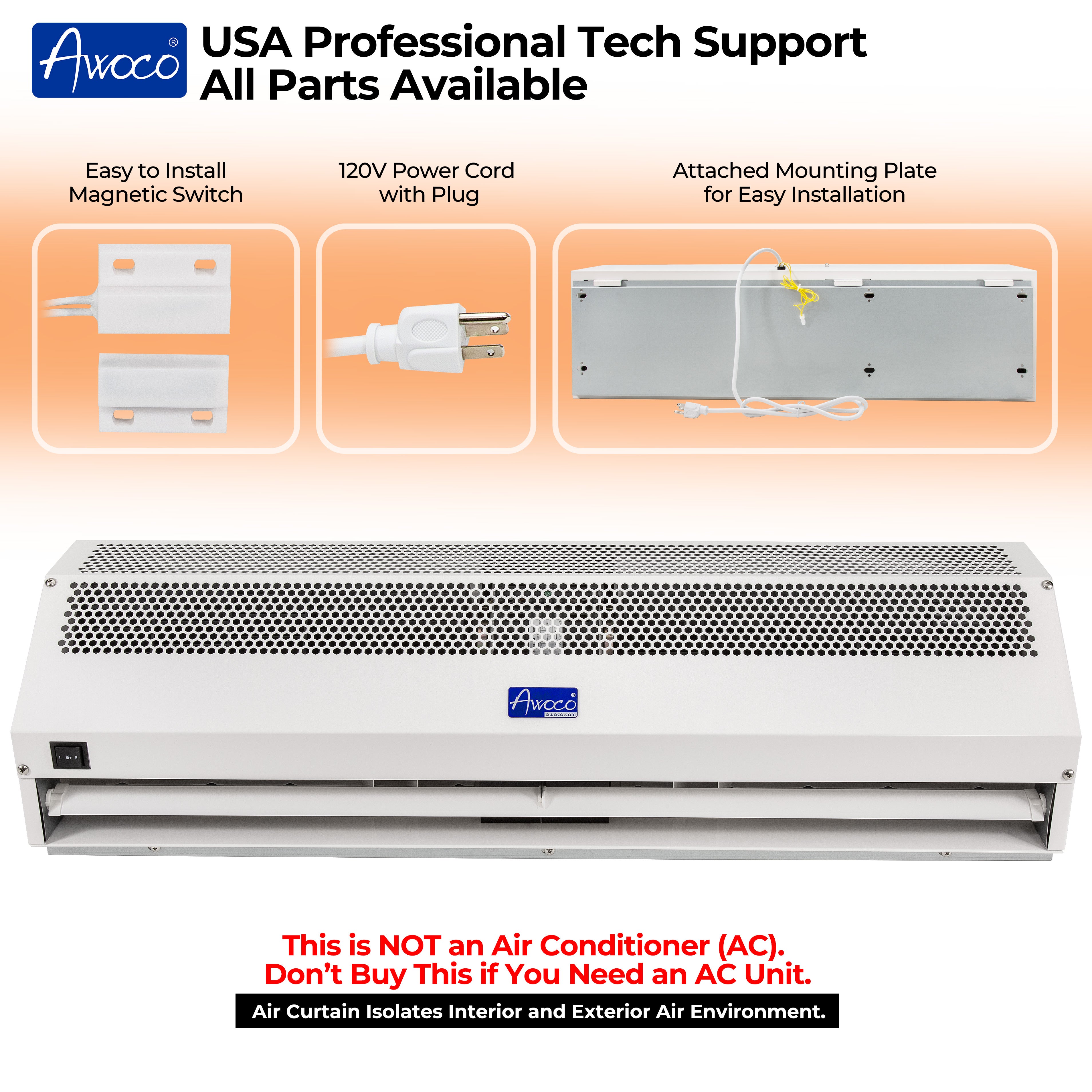 Awoco Super Power Air Curtain ETL Features 1
