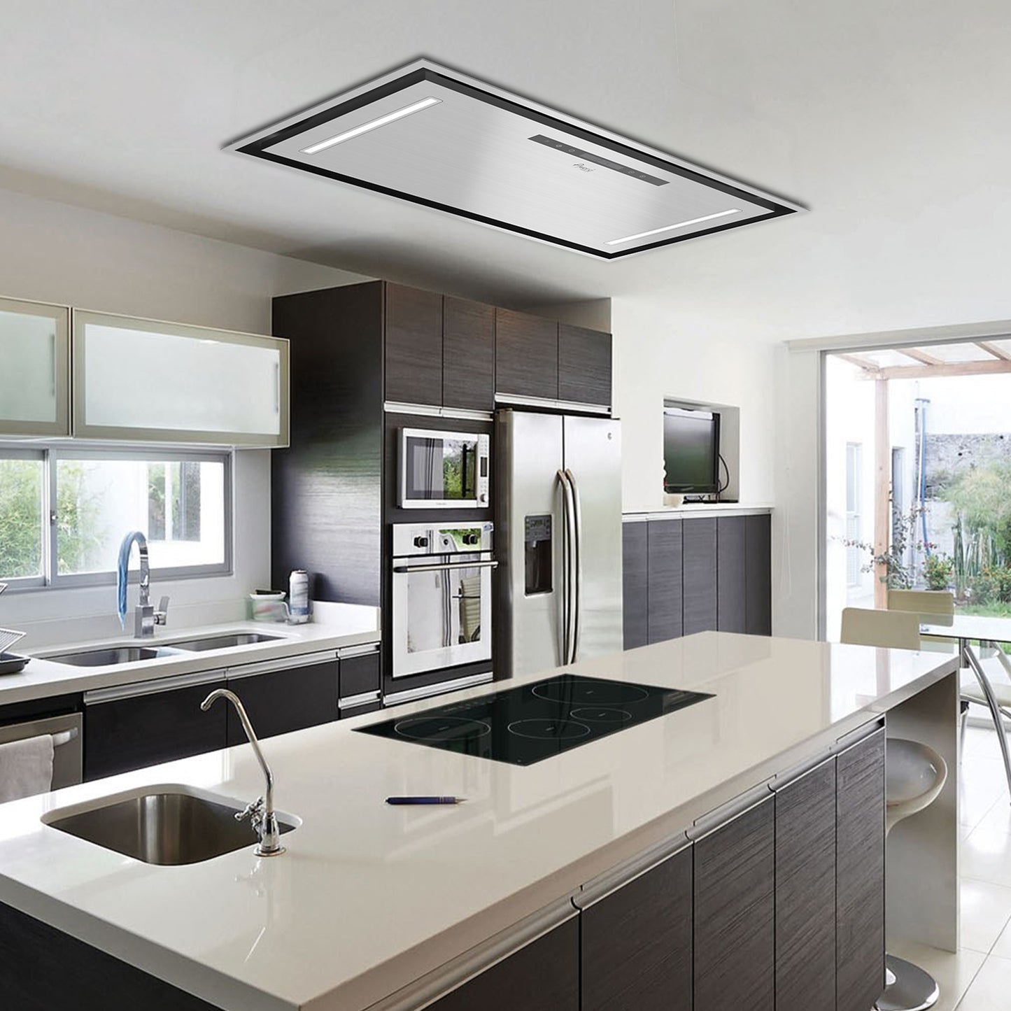 RH-IT06-CR Ceiling Mount Range Hood Split Insert install at ceiling