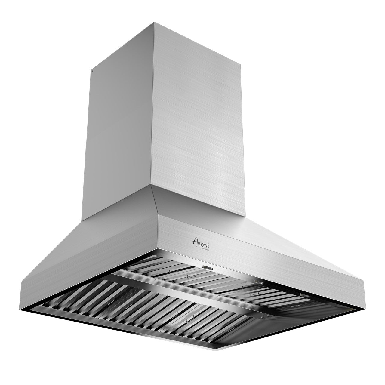 A wall-mounted outdoor BBQ vent hood made of stainless steel
