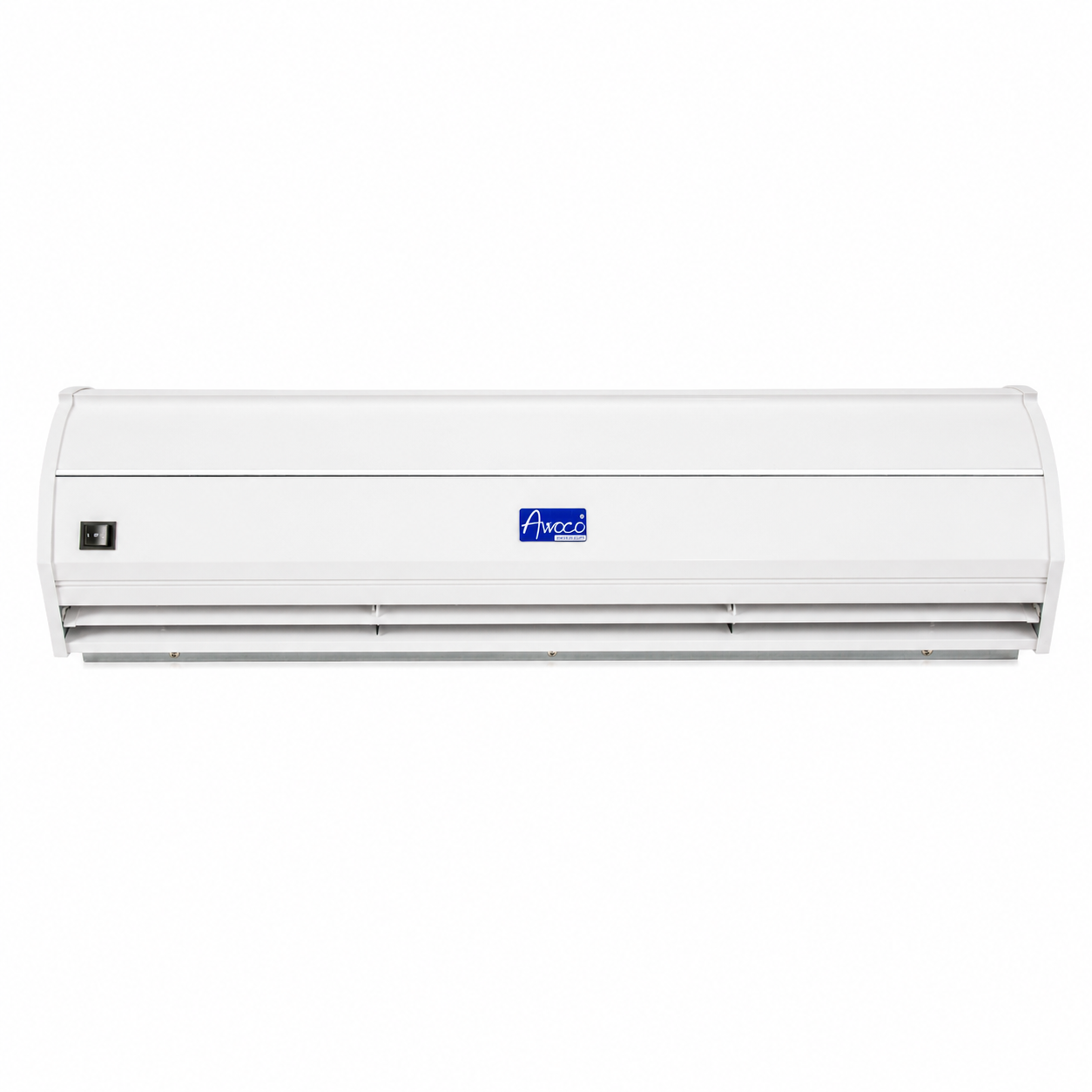 Awoco FM-3509 commercial air curtain with white housing and adjustable air outlet.