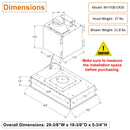 RH-IT06-CR 30 inch Ceiling Mount Range Hood Split Insert dimension