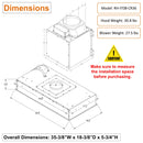 RH-IT08-CR 36 Inch Ceiling Mount Range Hood Split Insert dimension