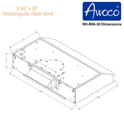 Awoco 30 inch under cabinet range hood dimension