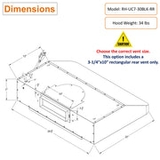 RH-UC7-30 Under Cabinet Range Hood Black Stainless Steel Gesture