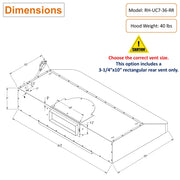 RH-UC7-36 Under Cabinet Range Hood Stainless Steel Gesture Control