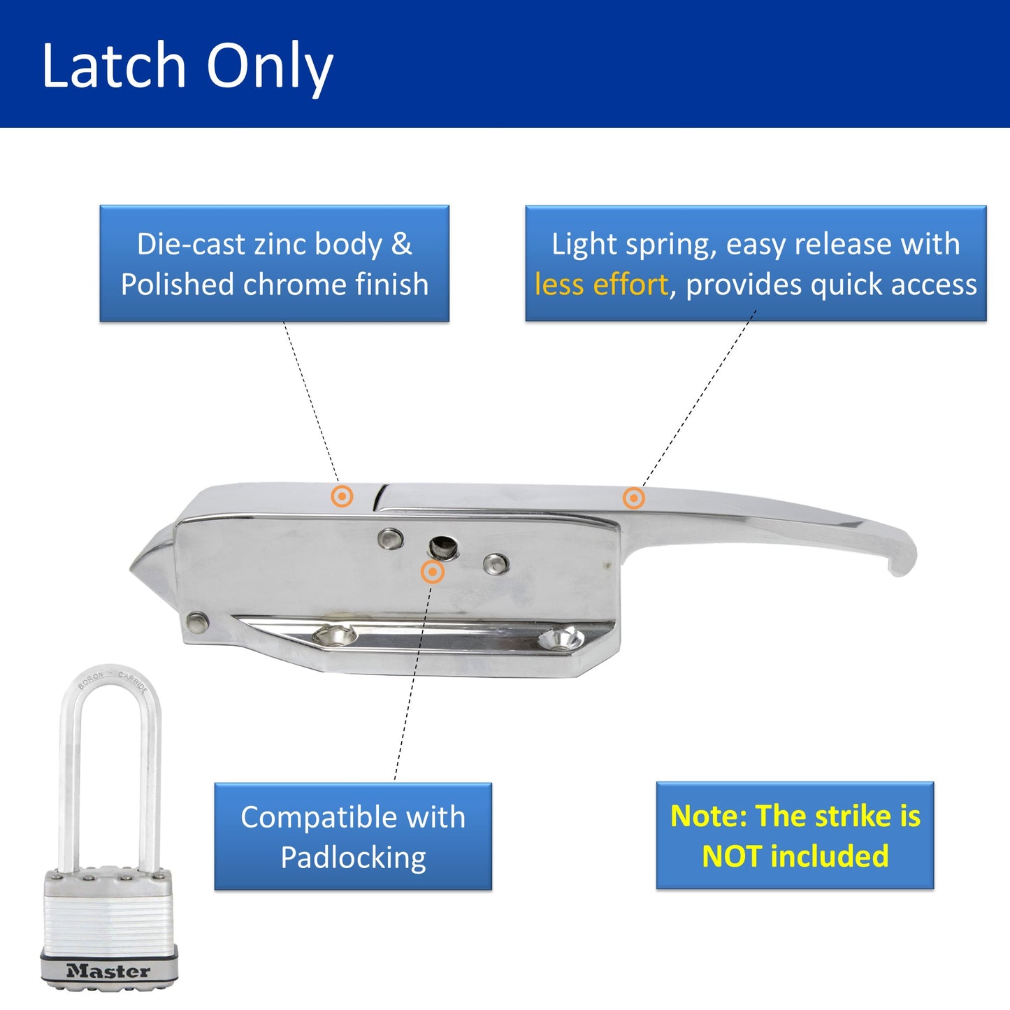 Kason 0058 Chrome Finish Latch Only Diagram