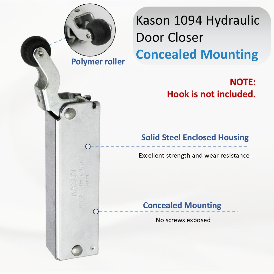 Kason 1094 Hydraulic Door Closer Concealed Mounting Diagram