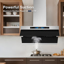 Awoco RH-SX Wall Mount Range Hood, Side-Draft Design, 4 Speeds Exhaust Fan with 800 CFM, Voice, Gesture, Touch & Remote Control, 6" Vent, Dimmable LED Light Bars