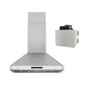 Awoco RH-WT-C Wall Mount Stainless Steel Range Hood, 3 Speeds, 800CFM, 2 LED Lights, Remote Control, With 6” Blower Unit
