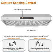 Awoco 36 inches Stainless Steel Under Cabinet Range Hood with Gesture Control Feature