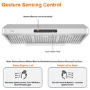 Awoco 36 inches Stainless Steel Under Cabinet Range Hood with Gesture Control Feature