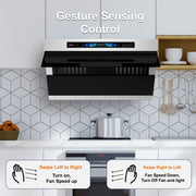 Awoco RH-SX Slant Vent Range Hood with Gesture Control for modern kitchen setting.