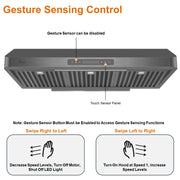 Awoco 36 inches Black Stainless Steel Under Cabinet Range Hood with Gesture Control Feature