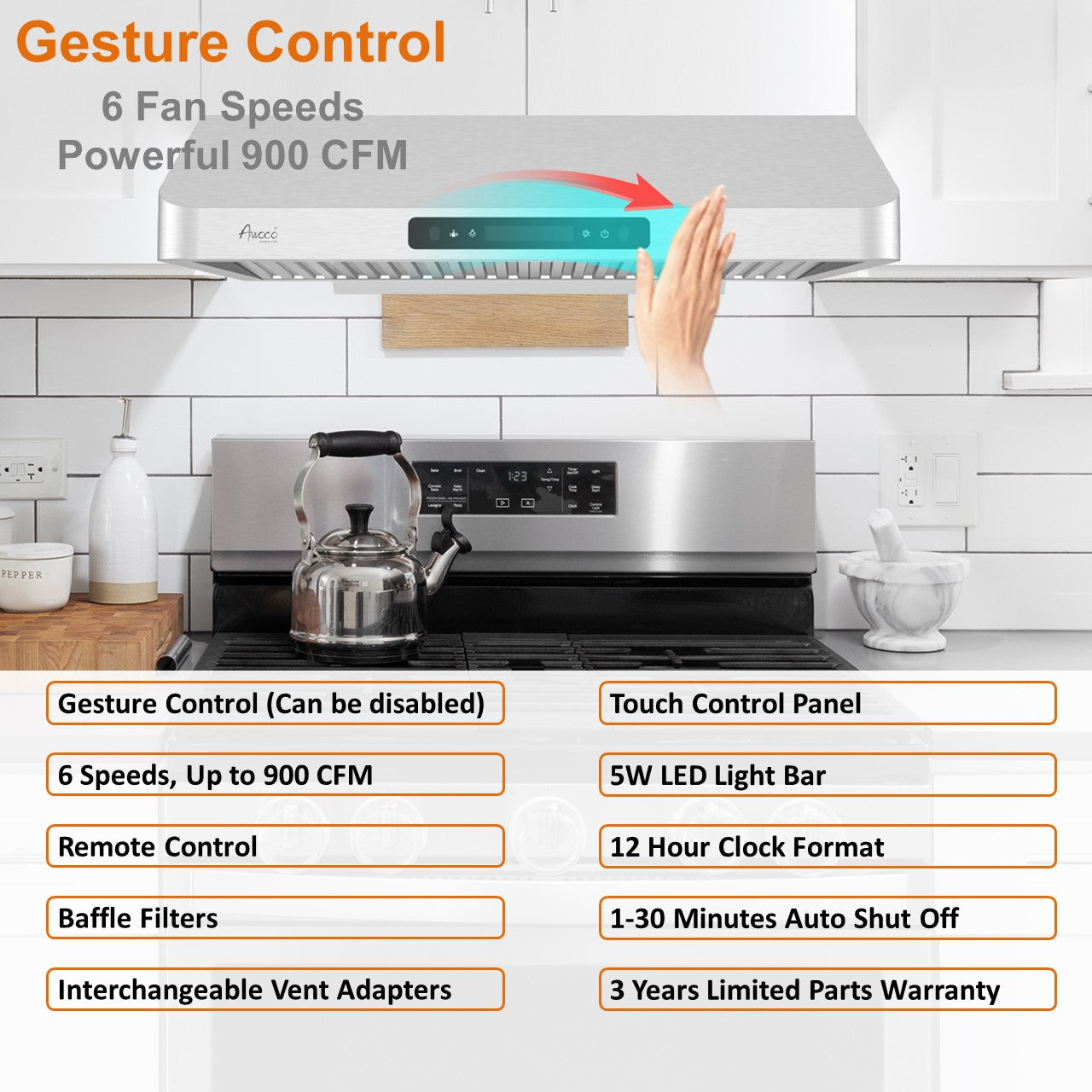 Powerful suction Black 36 inch Under Cabinet Range Hood specification