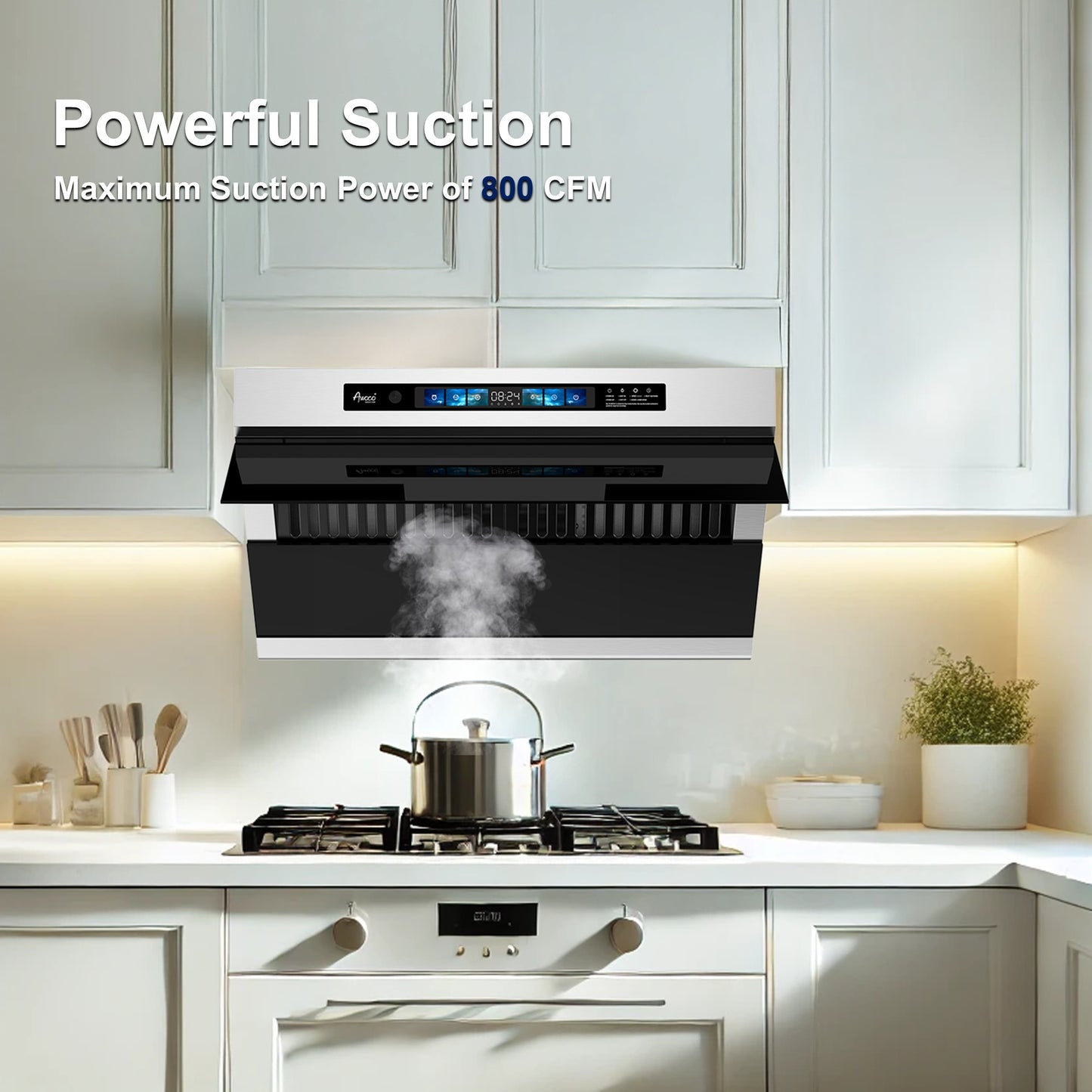 Awoco RH-SX Slant Vent Range Hood with 800 CFM suction power.