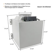 Awoco RH-WT-C Wall Mount Stainless Steel Range Hood, 3 Speeds, 1000CFM, 2 LED Lights, Remote Control, With 8” Blower Unit