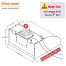 Awoco 36" Outdoor BBQ Vent Hood 18" High Type 304 Stainless Steel, 4 Speeds 1000 CFM, Adjustable LED Lights, 8” Round Top Vent