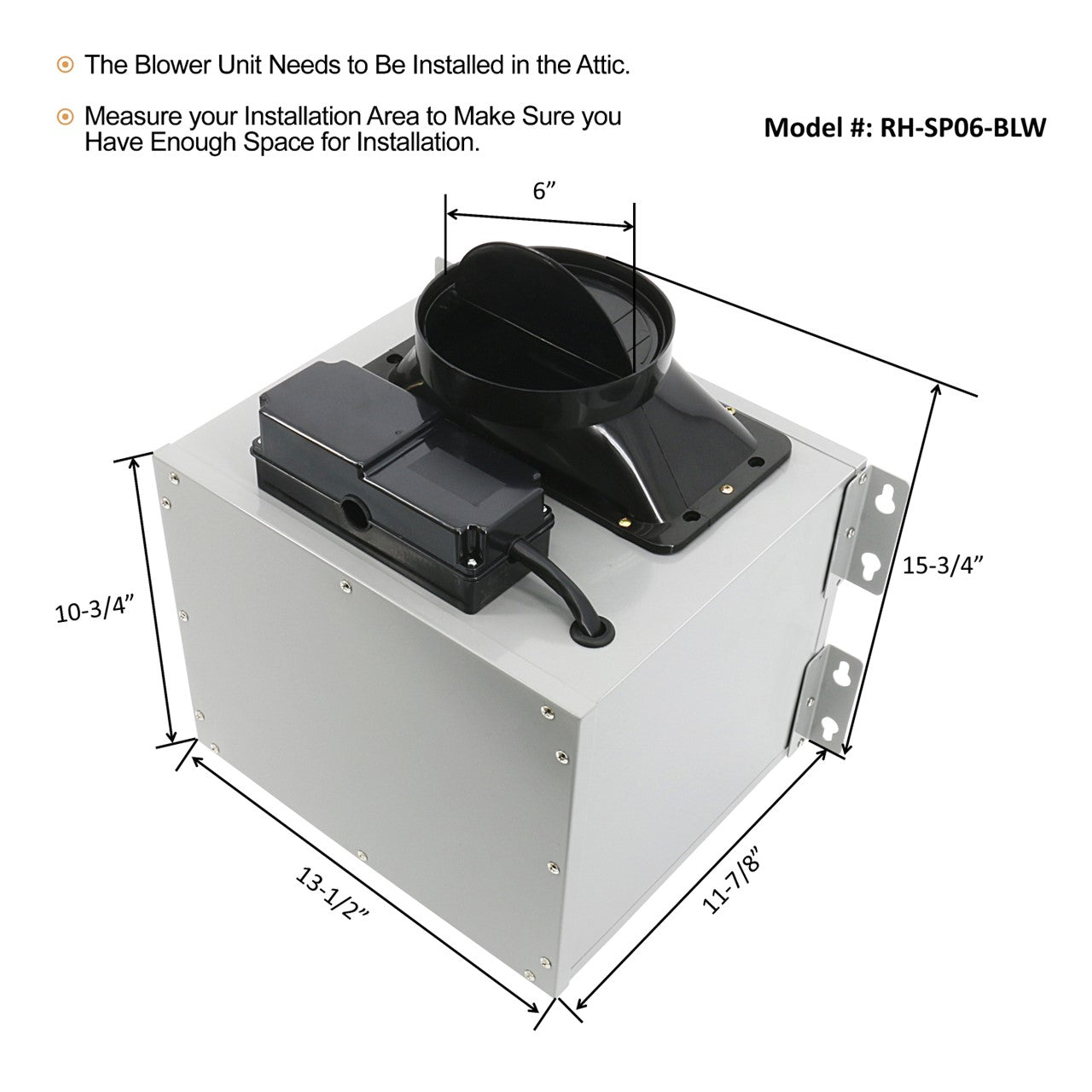Awoco RH-WT-C Wall Mount Stainless Steel Range Hood, 3 Speeds, 800CFM, 2 LED Lights, Remote Control, With 6” Blower Unit
