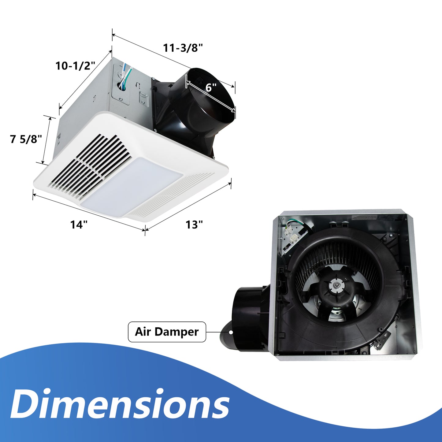 Awoco Bathroom Exhaust Fan with LED Light, Ultra-Quiet, Bathroom Ceiling Fan, Energy Star-Certified Ventilation Fan