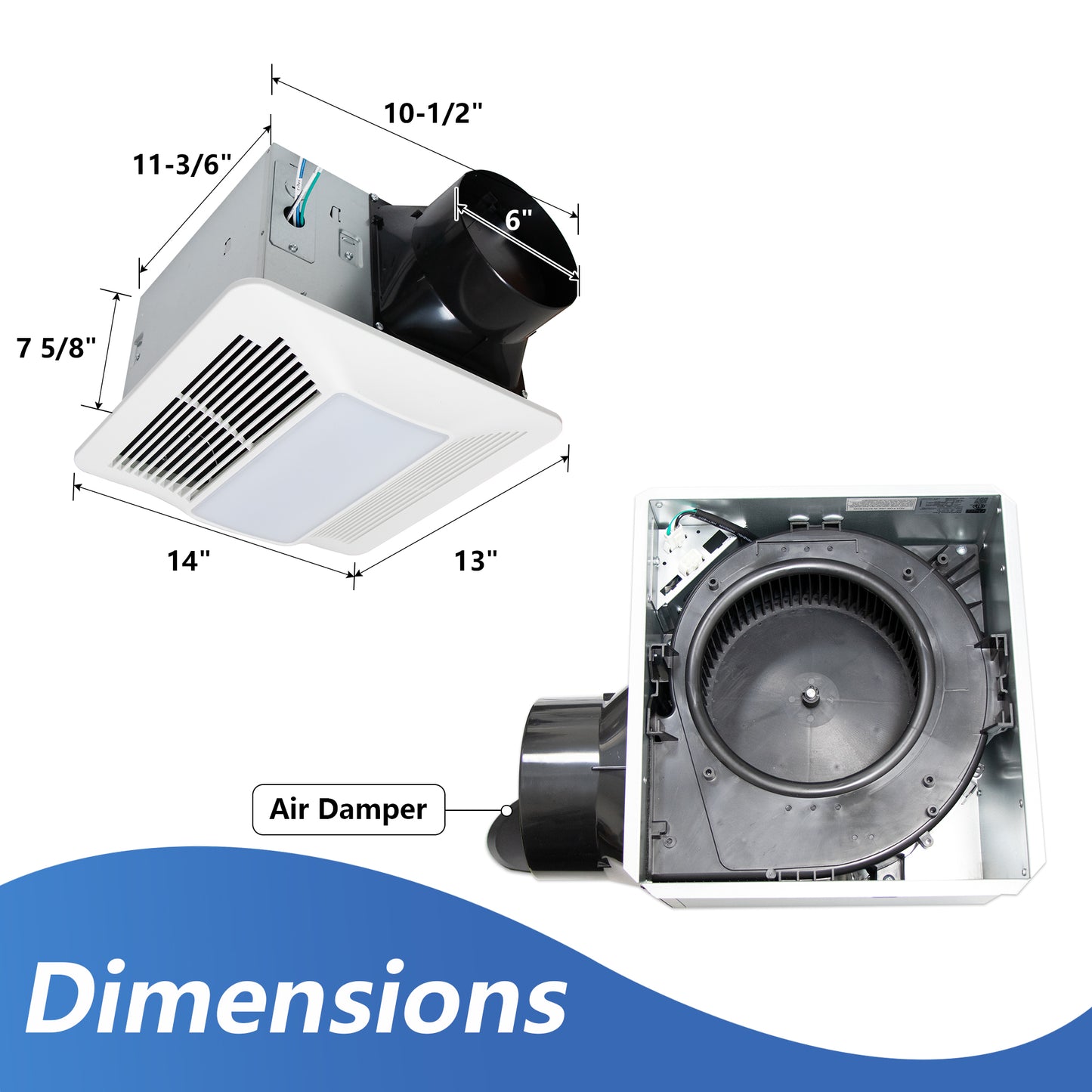 Awoco Bathroom Exhaust Fan with LED Light, Ultra-Quiet, Bathroom Ceiling Fan, Energy Star-Certified Ventilation Fan