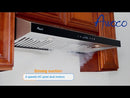 Awoco RH-R06-G Stainless Steel Under Cabinet 6 Speeds 900 CFM Range Hood with Tempered Glass Touch Panel, LED Lights, Baffle Filters and Oil Collector, 7" High