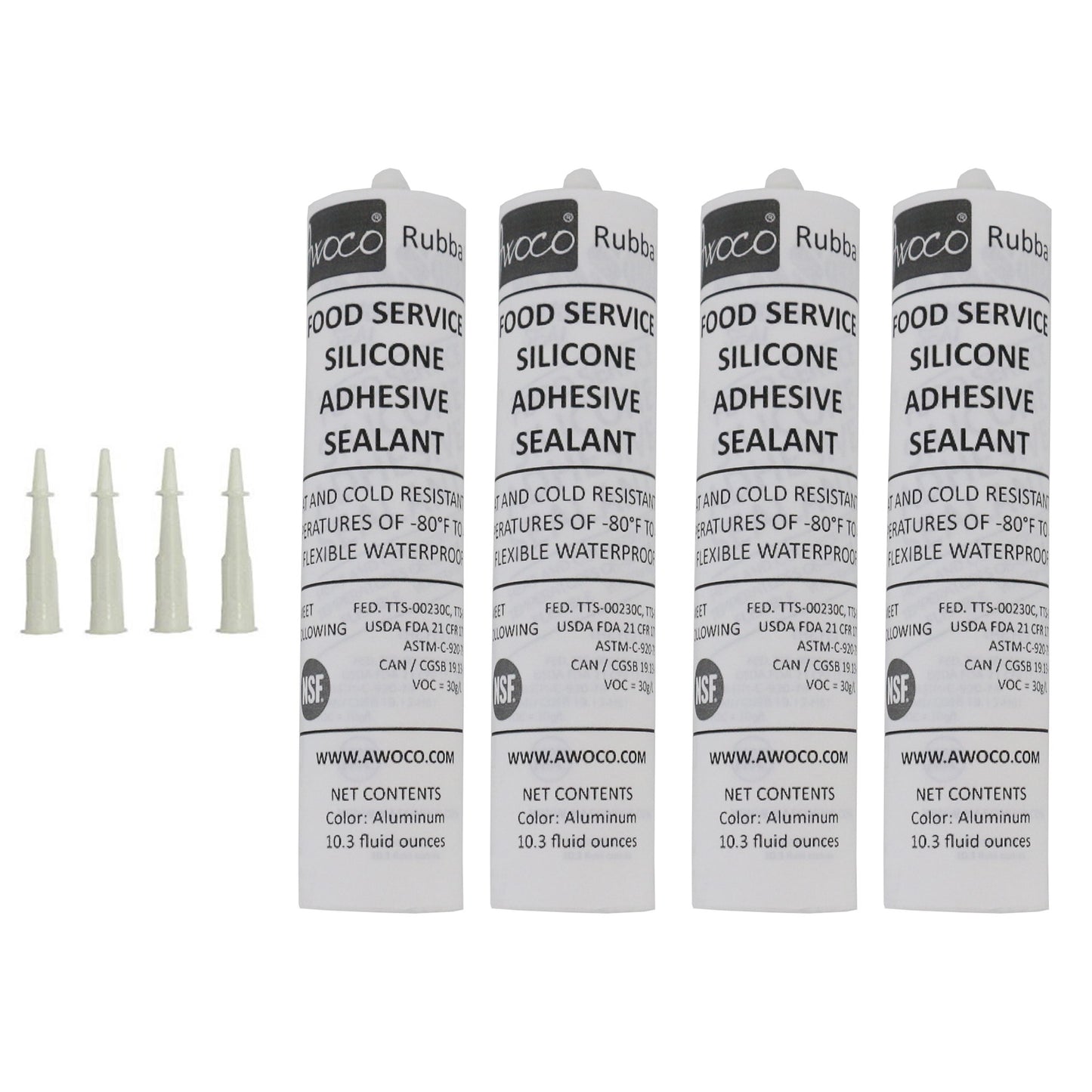 Awoco Aluminum Silicone Adhesive Sealant, Set of 4 with nozzles