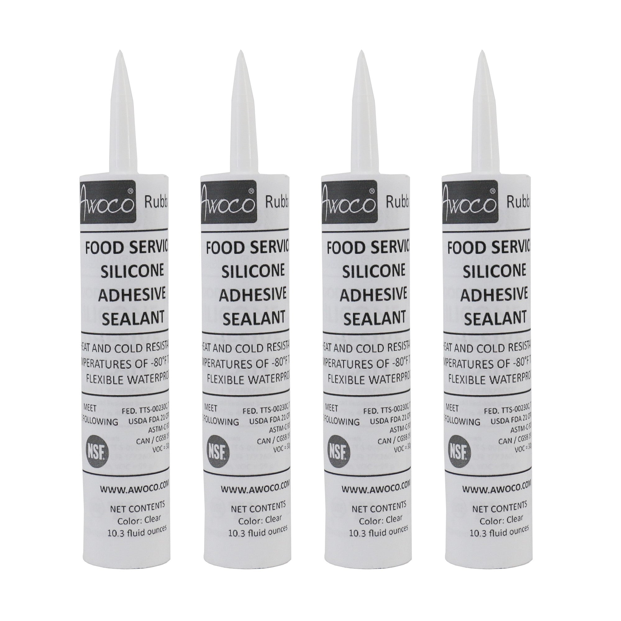 Awoco Clear Silicone Adhesive Sealant, Pack of 4