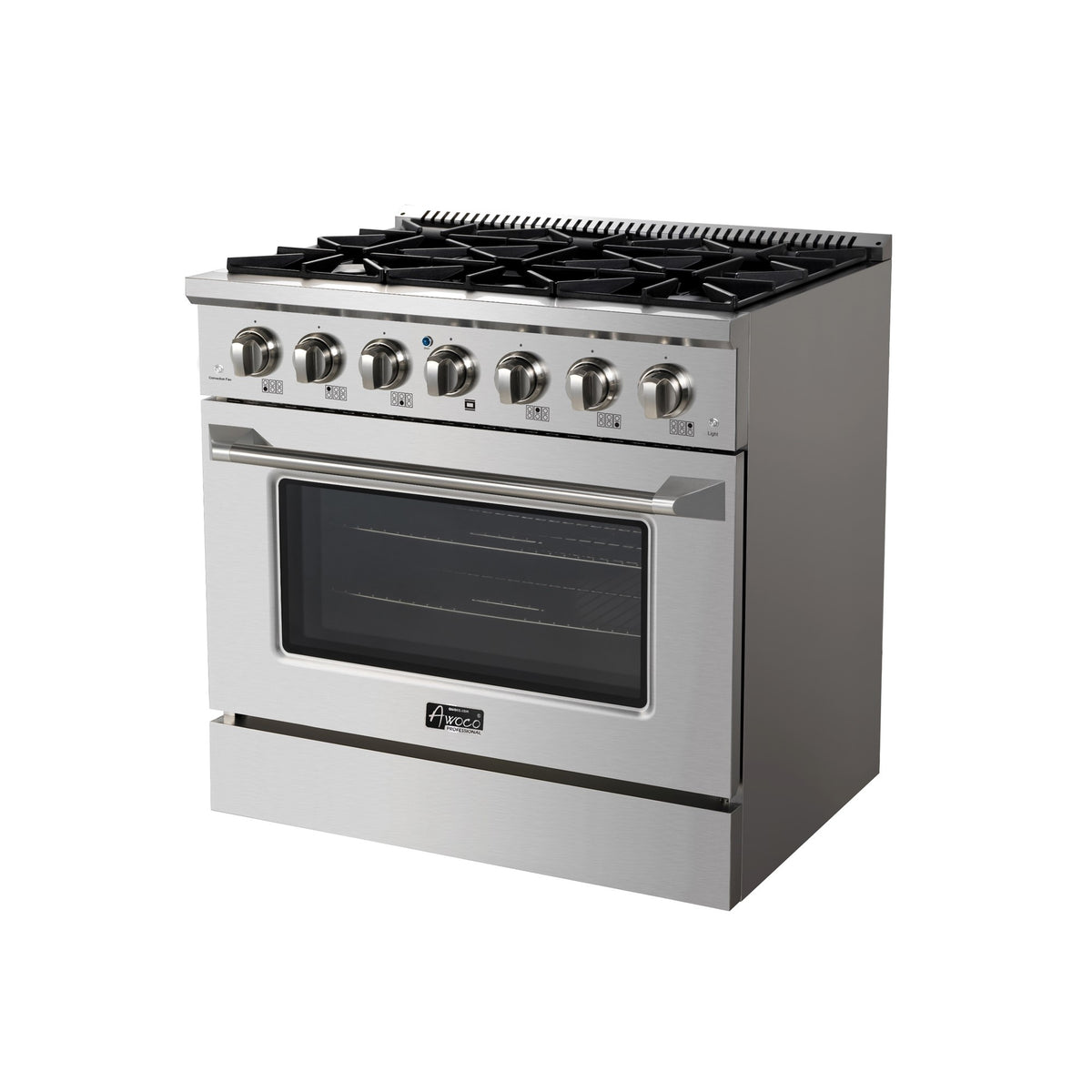 Awoco 36” Freestanding 6 Burners Range with 4.5 cu ft. Convection Oven and  2 Racks